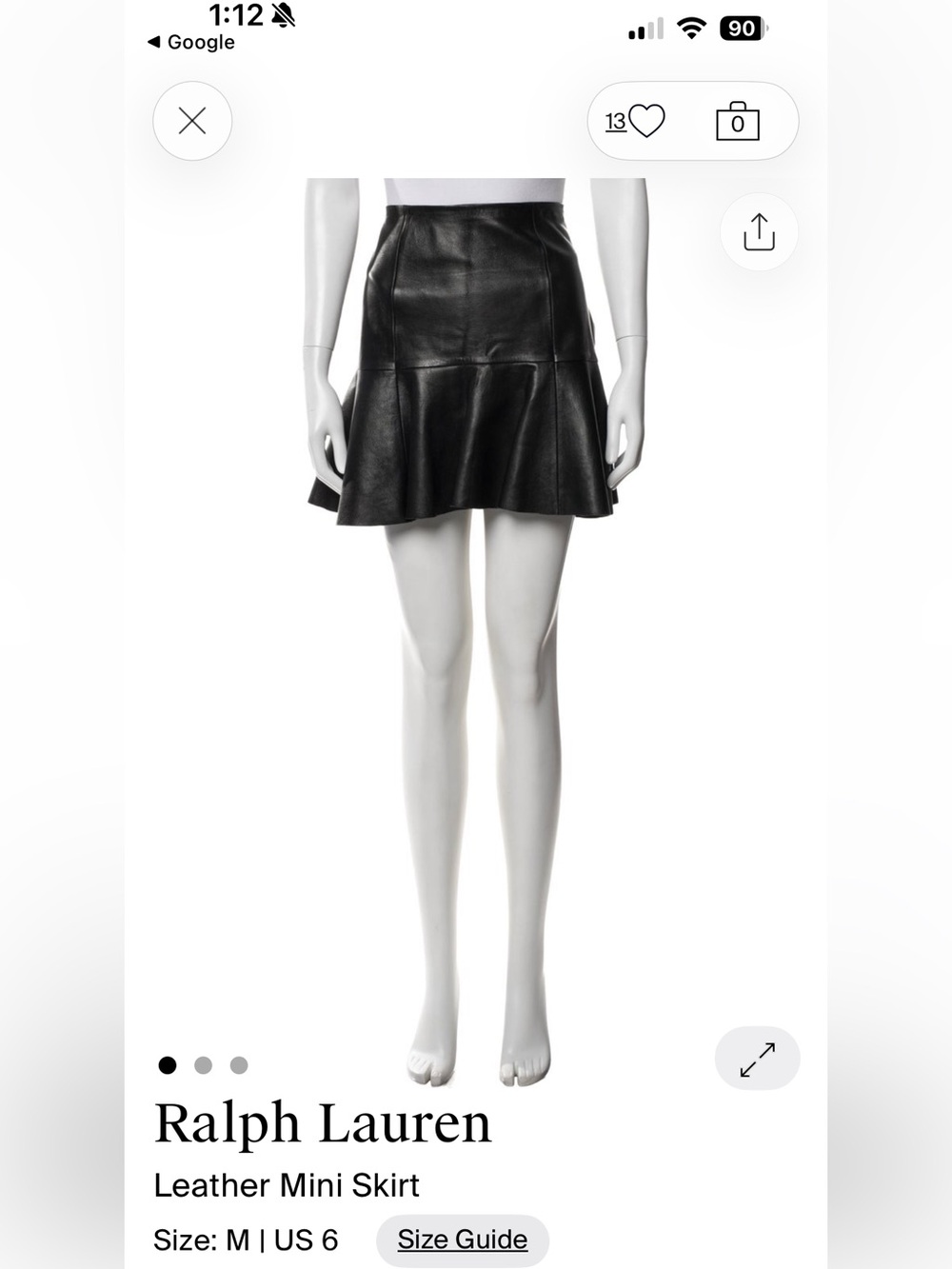 Ralph Lauren Leather Mini Skirt
Size: M US 6